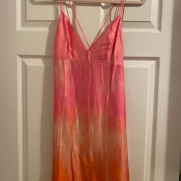 Zara Dresses & Skirts - ZARA Pink Orange Ombre Silk Mini Slip Dress SZ SMALL